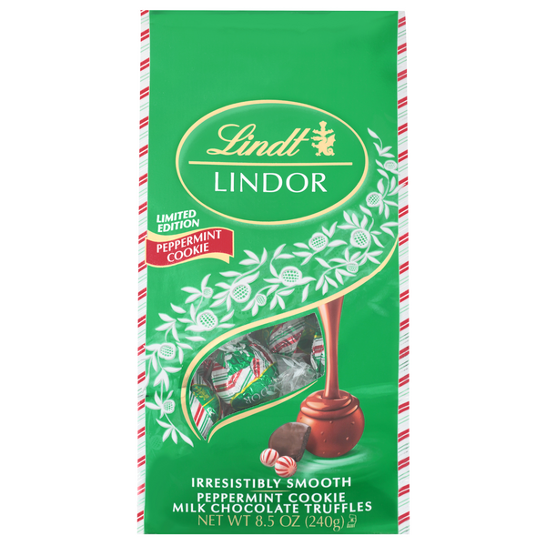 Lindt Lindor Peppermint Cookie Milk Chocolate Candy Truffles Bag