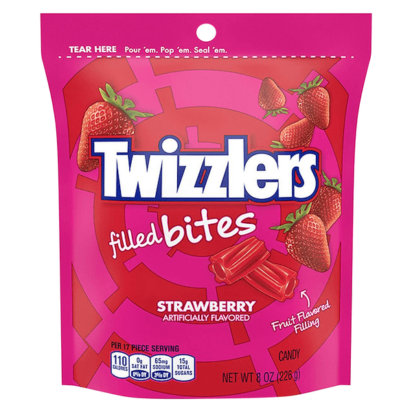 Twizzlers Filled Bites Red Licorice Candy Strawberry