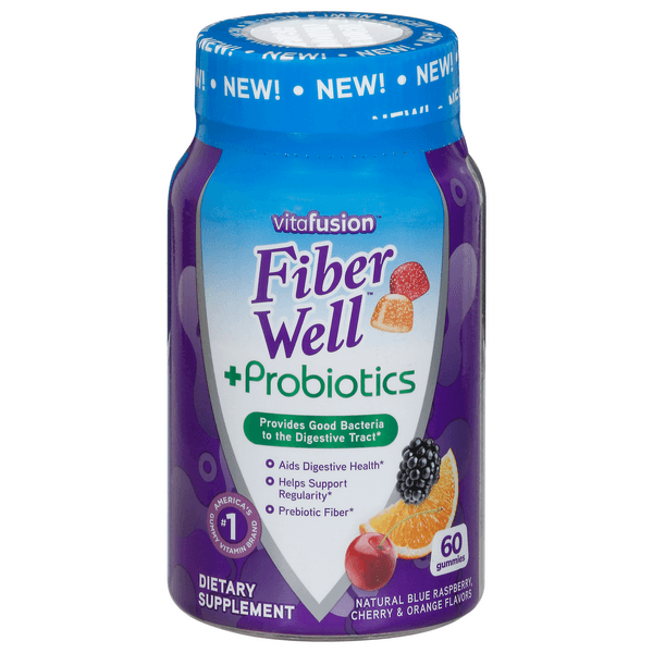 Vitafusion Fiber Well Fit Gummies Blue Raspberry Cherry & Orange Flavors