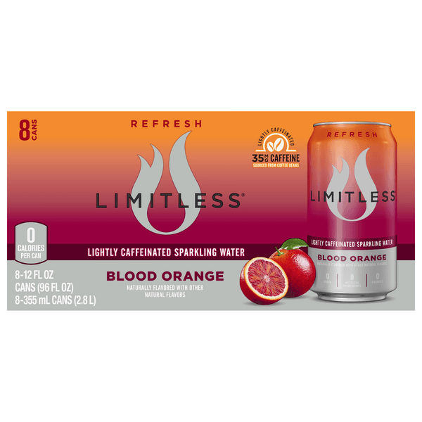 Limitless Sparkling Water Blood Orange Lightly Caffeinated