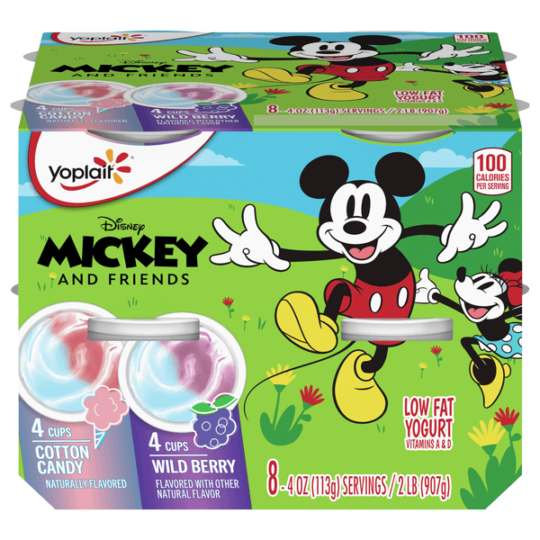 Yoplait Kids Mickey Low Fat Cotton Candy & Wild Berry Yogurt