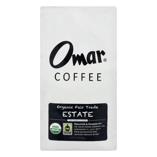Omar Coffee Fair Trade Estate Grown Roasted Coffee Organic (Whole Bean