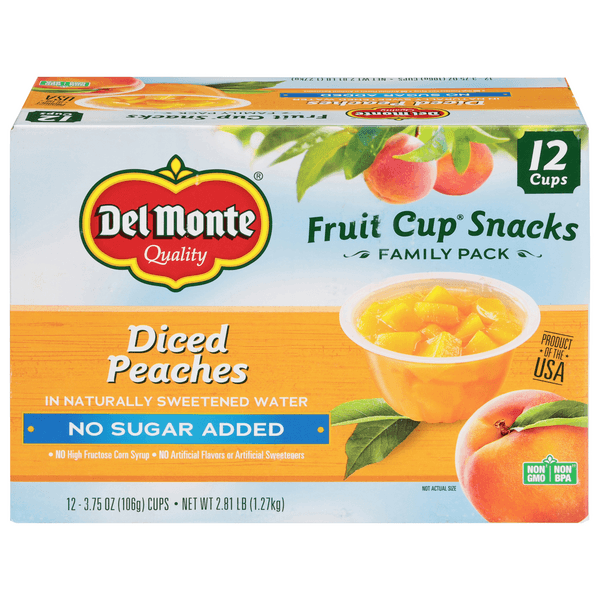 Del Monte Fruit Cups Peaches Diced No Sugar Added