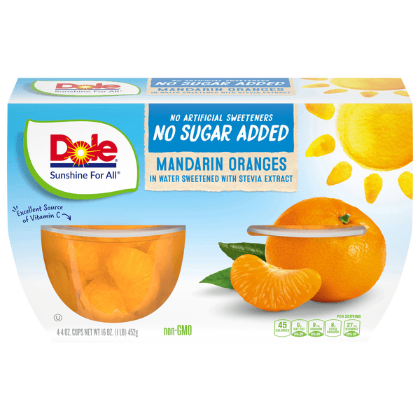 Dole Mandarin Oranges No Sugar Added Cups