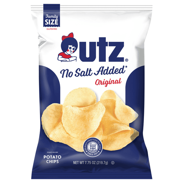 Utz No Salt Added Original Potato Chips Family Size