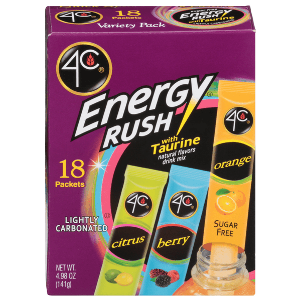  Foods Energy Rush Drink Mix Packets With Taurine Sugar Free Bonus Variety