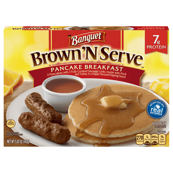 Banquet Brown N Serve Sausage With Pancake And Maple Sauce