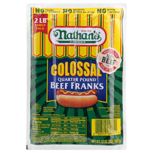 Nathan’S Famous Colossal Quarter Pound Beef Franks
