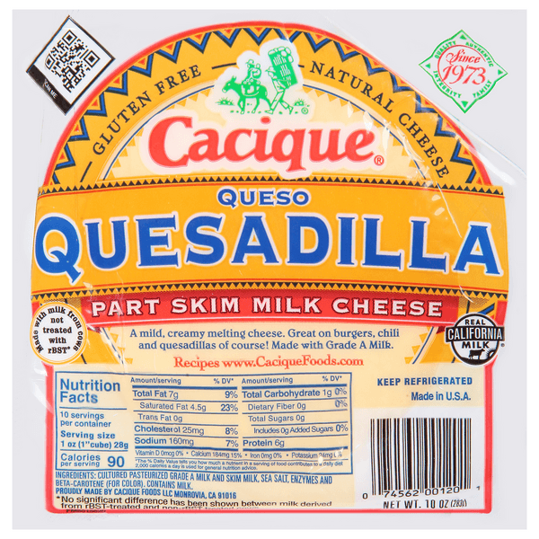 Cacique Queso Quesadilla Part Skim Milk Cheese Gluten Free