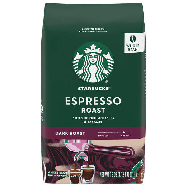 Starbucks Espresso Roast 100% Arabica Dark Roast Whole Bean Coffee Bag