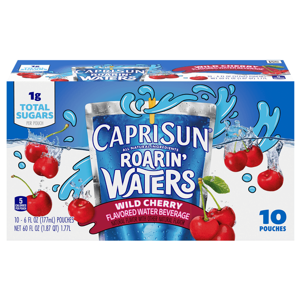 Capri Sun Roarin Waters Wild Cherry Waterfall Kids Water Beverage Pouches