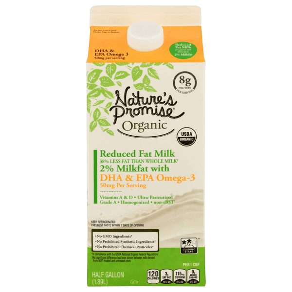 Nature'S Promise Organic 2% Reduced Fat Milk With Dha & Epa Omega