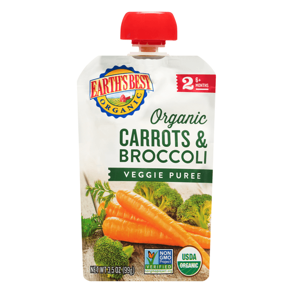 Earth'S Best Stage 2 Baby Food Carrots & Broccoli Veggie Puree Organic