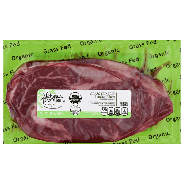 Nature'S Promise Organic Grass-Fed Boneless Beef Ribeye Steak Fresh