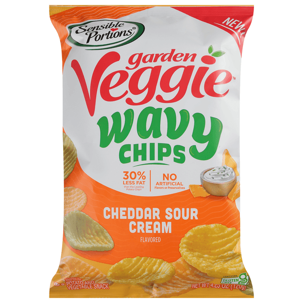 Sensible Portions Garden Veggie Wavy Chips Cheddar Sour Cream Flavored Vegetable And Potato Snack