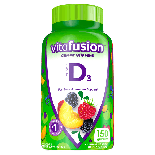 Vitafusion Dietary Supplement Gummy Vitamin D3 2000 Iu Peach Blackberry & Strawberry