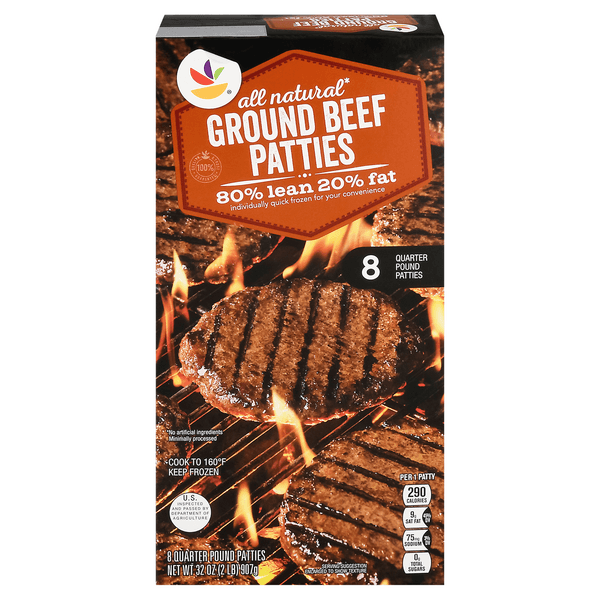 Stop & Shop Natural 80% Lean 20% Fat Ground Beef Patties