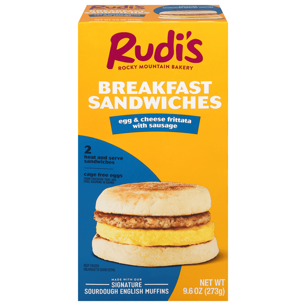 Rudi'S Egg & Cheese Frittata With Sausage Breakfast Sandwiches