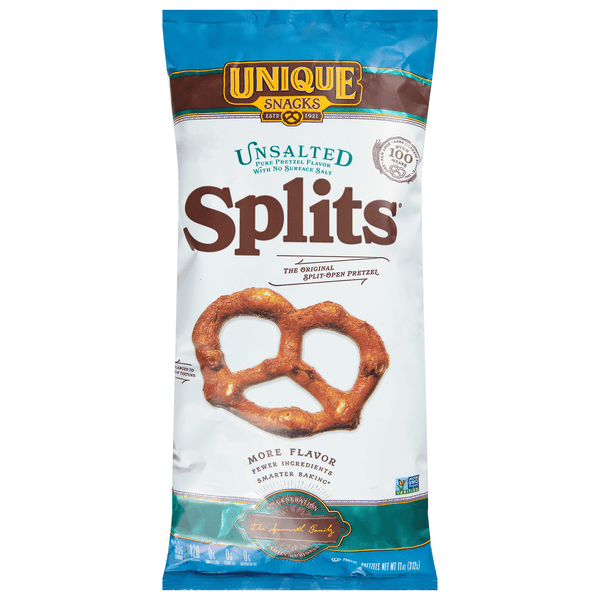 Unique Snacks Pretzel Splits Unsalted