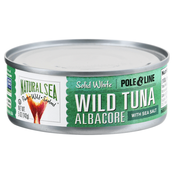 Natural Sea Solid White Albacore Tuna In Water With Sea Salt