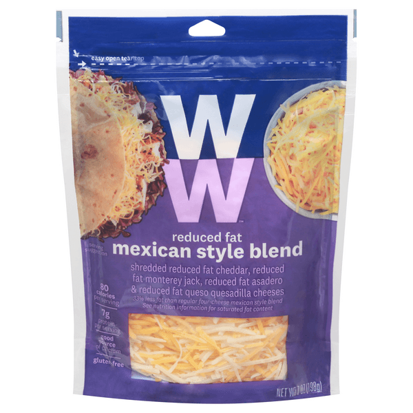 Ww (Weight Watchers) Mexican Style 4 Cheese Blend Reduced Fat Shredded