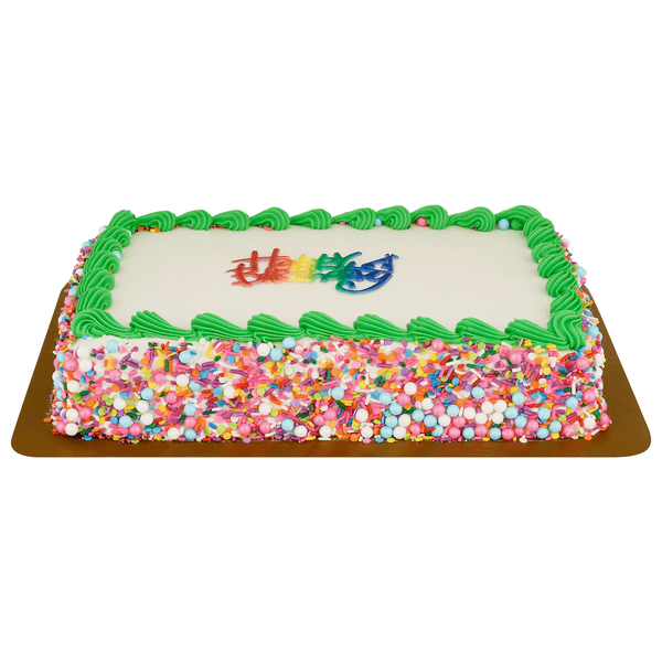 Our Brand Bakery Happy Birthday Golden Cake W/Green Border 1/4 Sheet