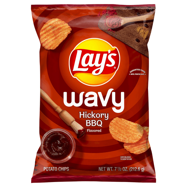 Lays Potato Chips Wavy Hickory Bbq Bag