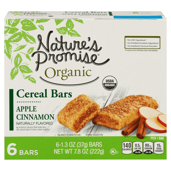 Nature'S Promise Organic Cereal Bars Apple Cinnamon
