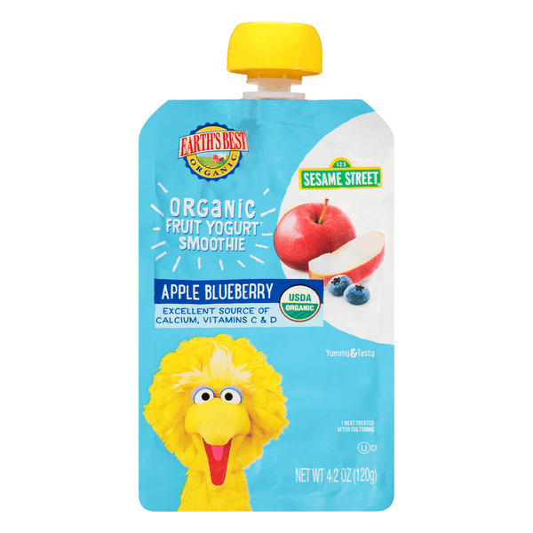 Earth'S Best Sesame Street Fruit Yogurt Smoothie Apple Blueberry Organic