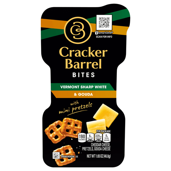 Cracker Barrel Bites Vermont Sharp White & Gouda Cheese With Mini Pretzels