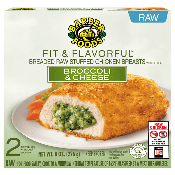 Barber Foods Fit Raw Broccoli Cheese Breaded Stuffed Chicken Breasts