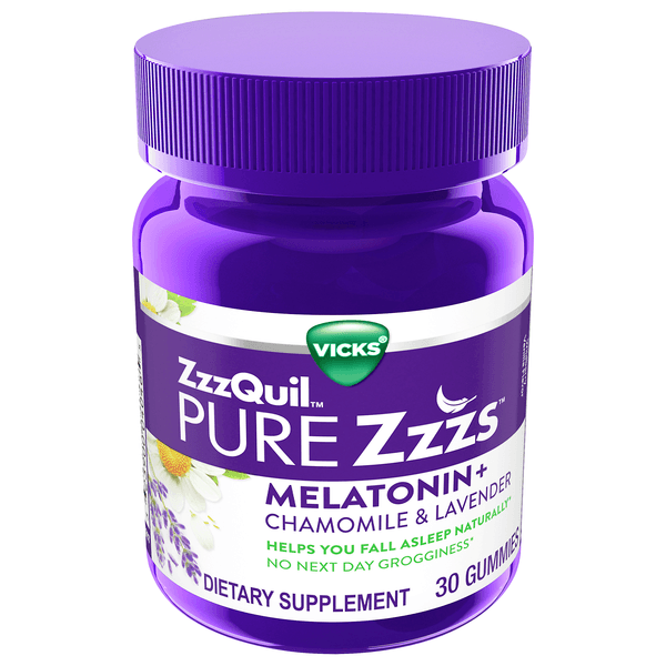 Vicks Zzzquil Pure Zzzs Melatonin Sleep Aid Gummies + Chamomile & Lavender