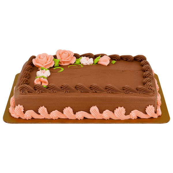 Stop & Shop Bakery Chocolate Iced Cake With Periwinkle Trim 1/4 Sheet