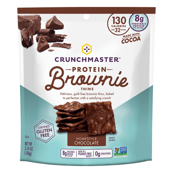 Crunchmaster Brownie Thins Protein Homestyle Milk Chocolate Gluten Free