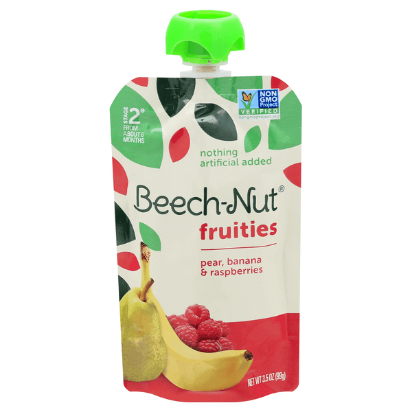 Beech-Nut Fruities Stage 2 Baby Food Pear Banana & Raspberry Puree