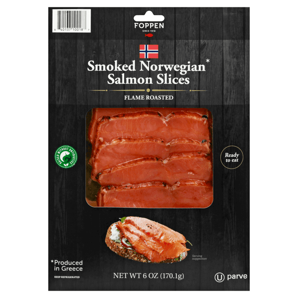 Foppen Flamed Roasted Smoked Norwegian Salmon Slices Previously