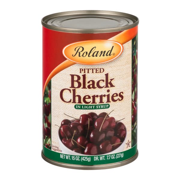 Roland Pitted Black Cherries In Light Syrup