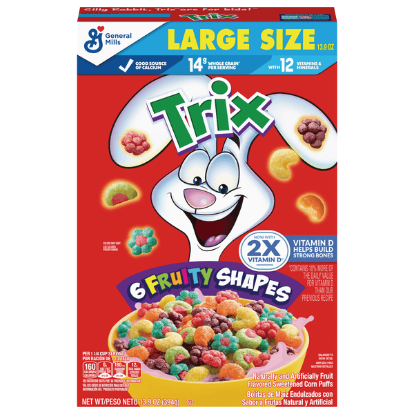 Trix Cereal Corn Puffs Sweetened Classic Fruit Flavored Large Size