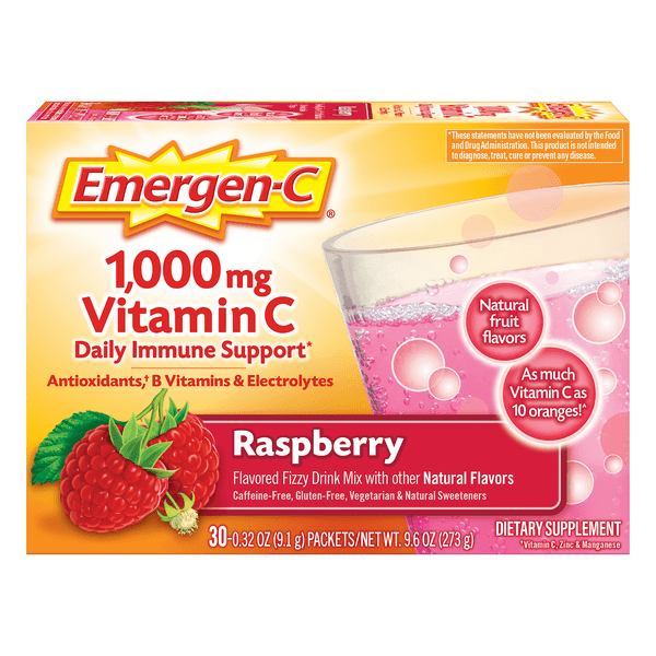 Emergen-c Daily Immune Support Vitamin C Supplement Powder, Raspberry
