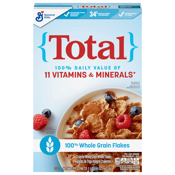 Total Cereal Wheat Flakes Crunchy Whole Grain