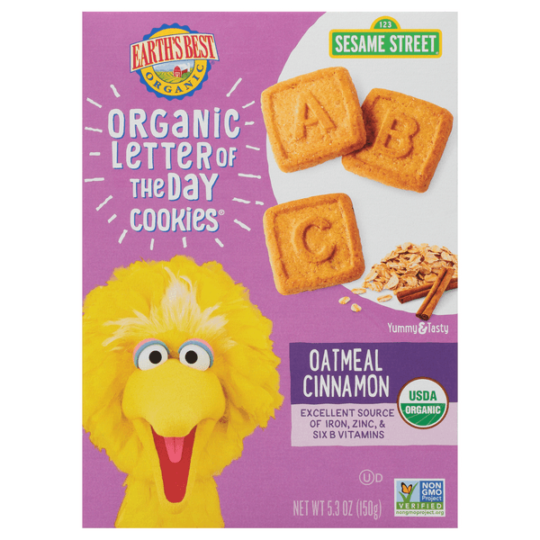 Earth'S Best Sesame St. Letter Of The Day Cookies Oatmeal Cinnamon Organic