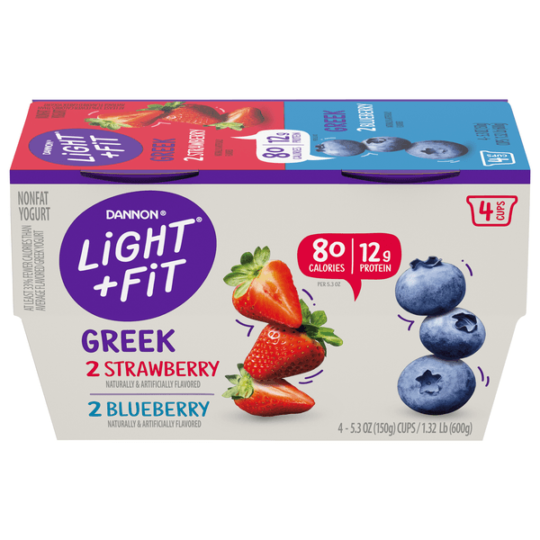 Dannon Light + Fit Fat Free Strawberry & Blueberry Greek Yogurt
