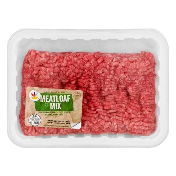 Stop & Shop Natural Ground Meatloaf Mix 1/3 Pork 1/3 Beef 1/3 Veal Fresh