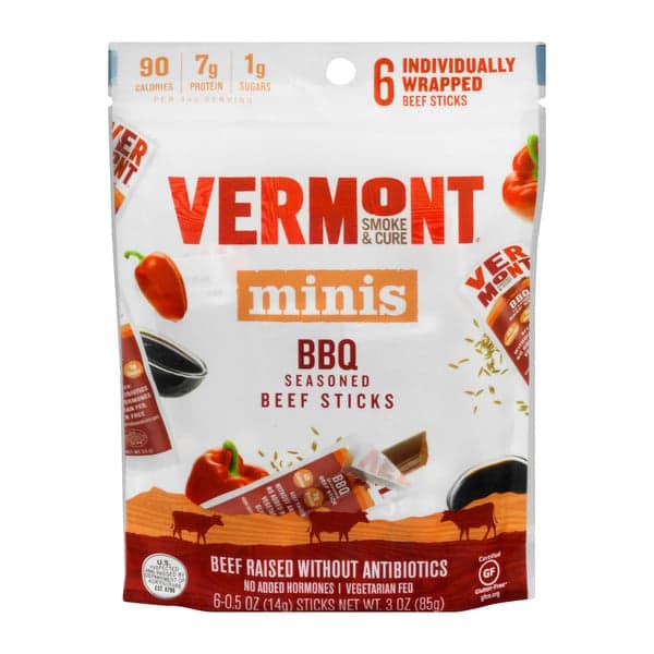 Vermont Smoke & Cure Minis Beef Sticks Bbq Seasoned
