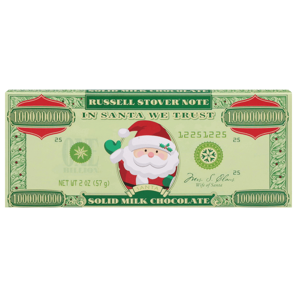Russell Stover Christmas Santa Money Solid Milk Chocolate Candy Bar