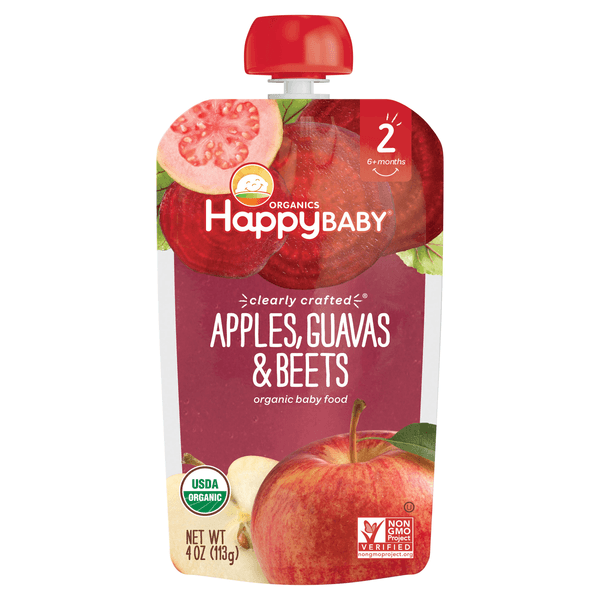 Happy Baby Organics Clearly Crafted Stage 2 Apples Guavas And Beets Pouch