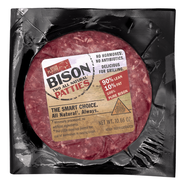 High Plains Bison Patties Ground 90% Lean 10% Fat All Natural