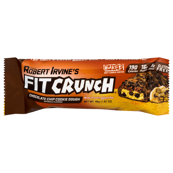 Fitcrunch Whey Protein Baked Bar Chocolate Chip Cookie Dough Gluten Free