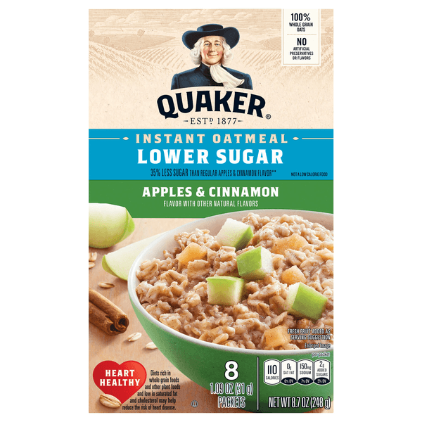 Quaker Lower Sugar Apples & Cinnamon Instant Oatmeal