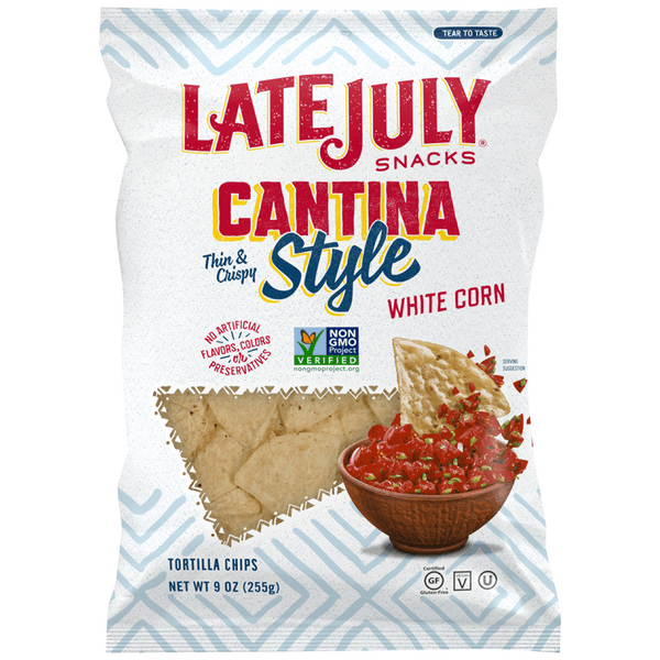 Late July Snacks Tortilla Chips Cantina Style White Corn Gluten Free